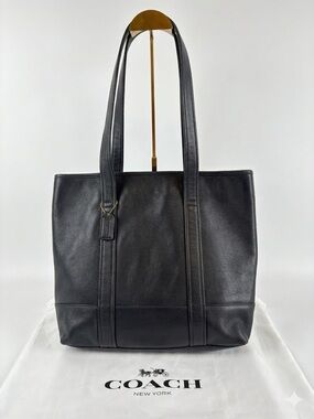Vintage Coach Navy Leather Tote Bag